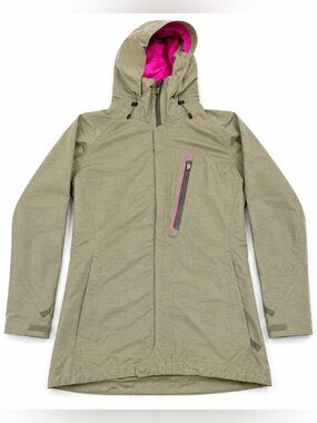 Burton AK Cylic Goretex Women's Small Olive Green Hooded Jacket with Pink Lining